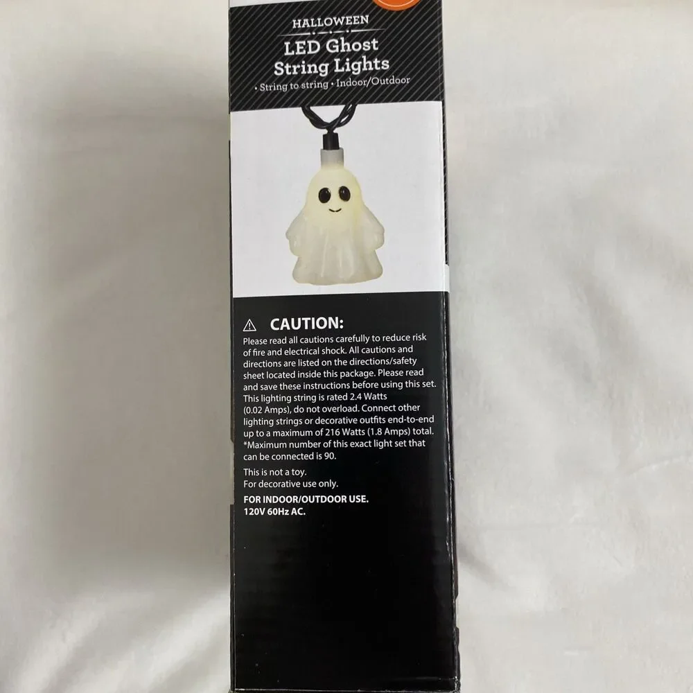 Halloween Led Ghost String Lights 2 Packs Warm White Home Decor Indoor Outdoor